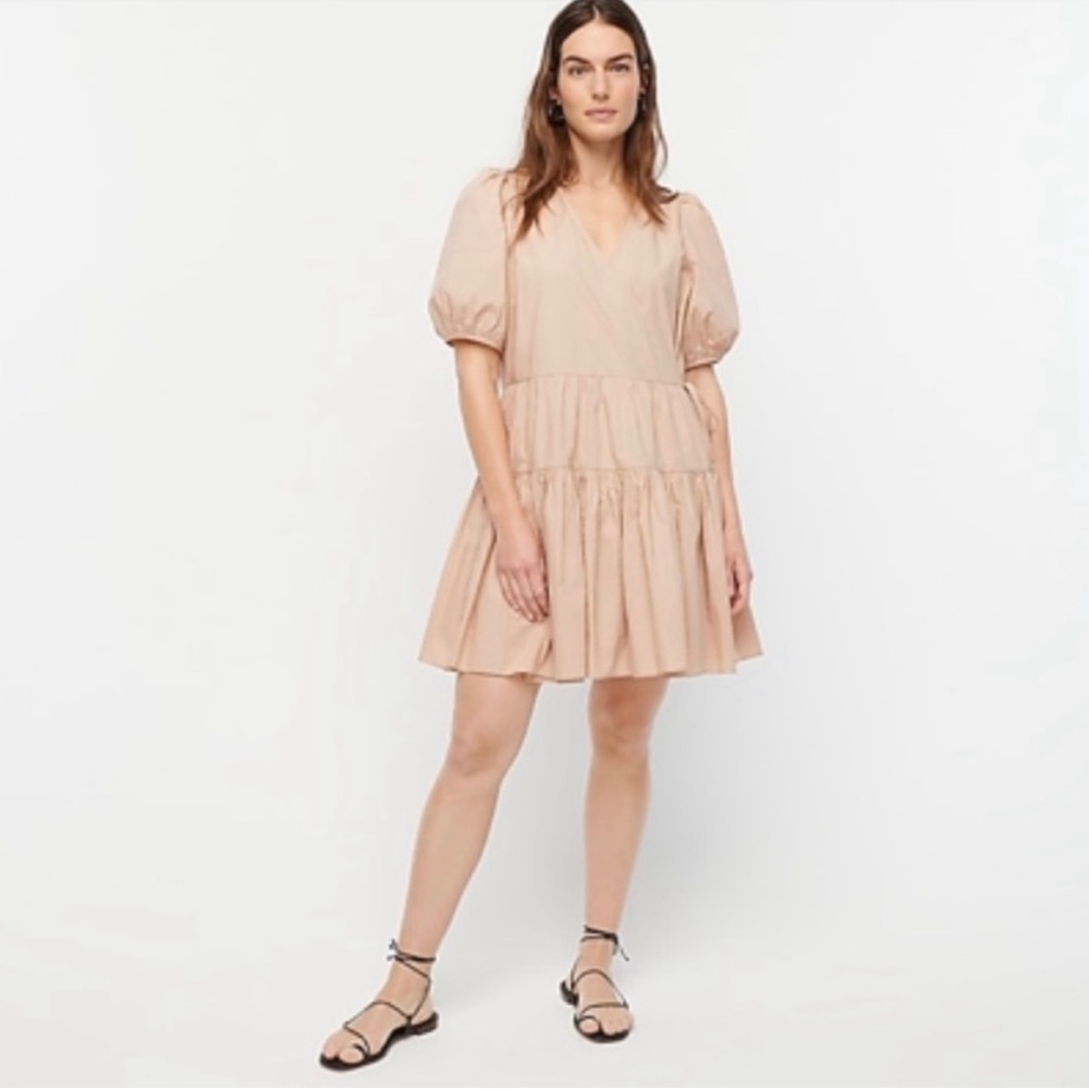 NWT - J Crew Puff Sleeve Poplin Wrap Dress